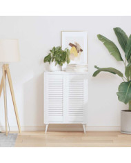 Portes d'armoire à persiennes 2 pcs blanc 69x29,5 cm | Mobilier & Déco