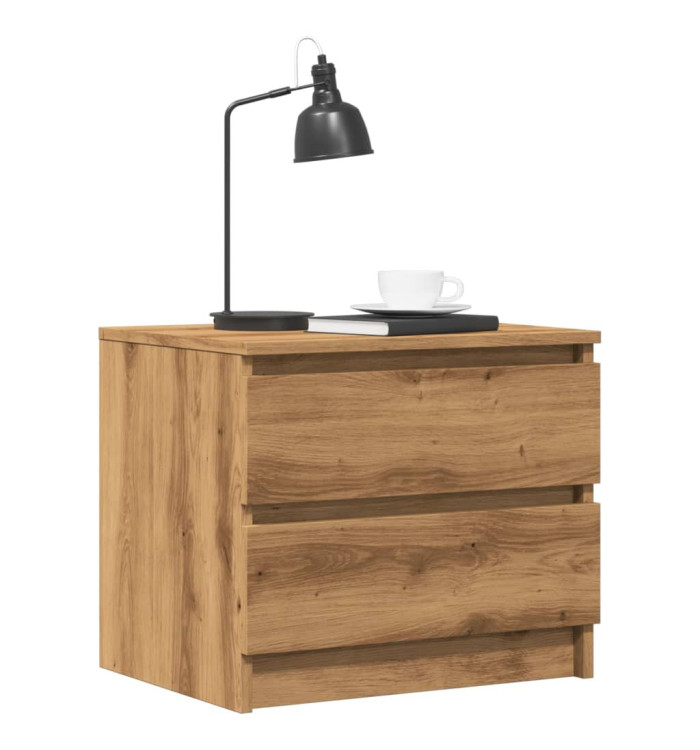 Table de chevet chêne artisanal 50x40x43.5 cm bois d’ingénierie | Mobilier & Déco
