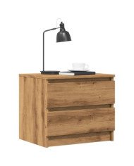 Table de chevet chêne artisanal 50x40x43.5 cm bois d’ingénierie | Mobilier & Déco