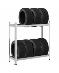 Étagère à pneus à 2 niveaux argent 110x40x109 cm acier | Mobilier & Déco