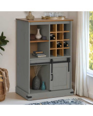 Armoire à vin HALDEN casiers à vin porte coulissante gris pin | Mobilier & Déco