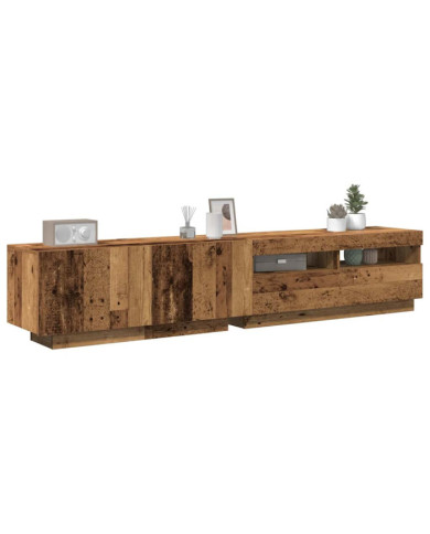 Meuble TV avec lumières LED vieux bois bois d'ingénierie | Mobilier & Déco