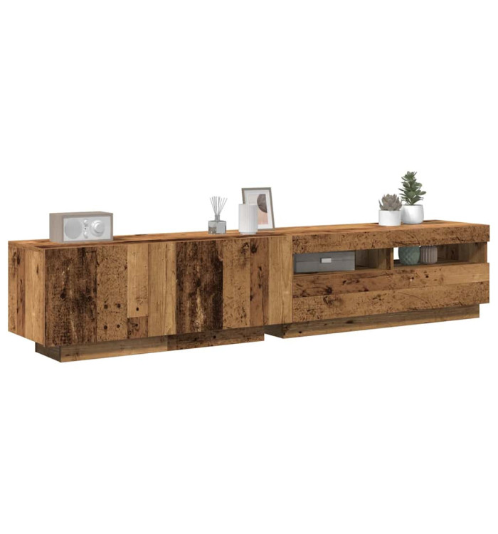Meuble TV avec lumières LED vieux bois bois d'ingénierie | Mobilier & Déco