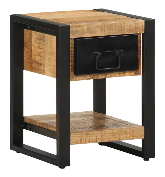 Table de chevet 35x34x45 cm bois de manguier massif brut | Mobilier & Déco