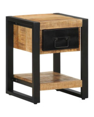 Table de chevet 35x34x45 cm bois de manguier massif brut | Mobilier & Déco