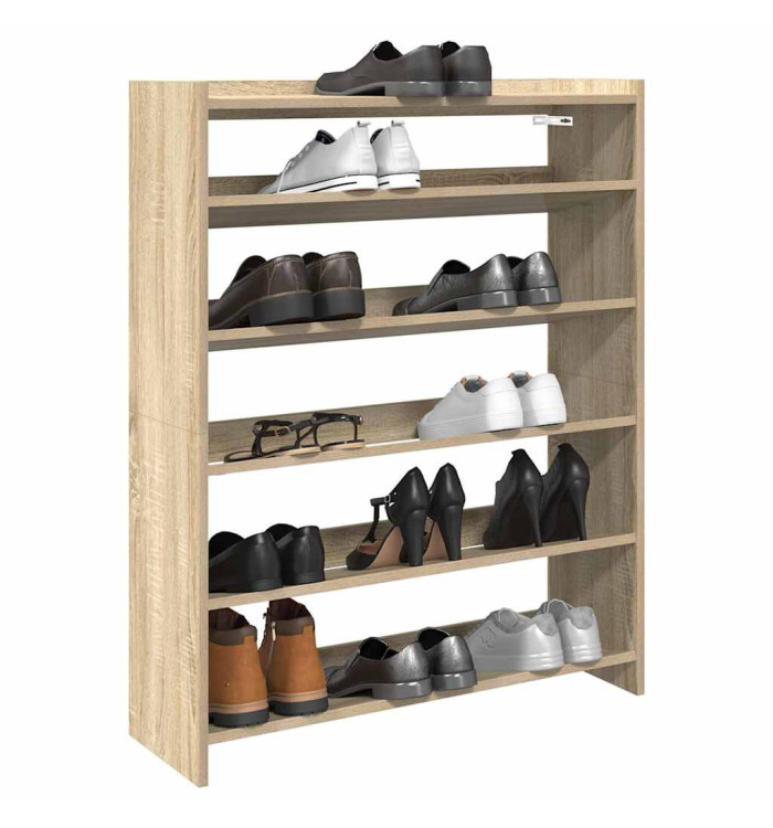 Étagère à chaussures chêne sonoma 80x25x100cm bois d'ingénierie | Mobilier & Déco
