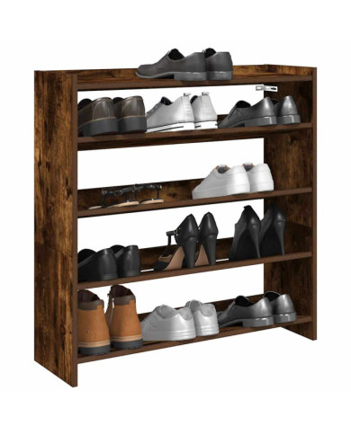 Étagère à chaussures chêne fumé 80x25x81 cm bois d'ingénierie | Mobilier & Déco