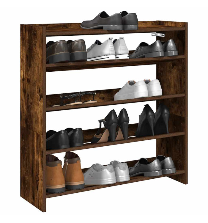 Étagère à chaussures chêne fumé 80x25x81 cm bois d'ingénierie | Mobilier & Déco