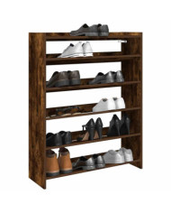 Étagère à chaussures chêne fumé 80x25x100 cm bois d'ingénierie | Mobilier & Déco