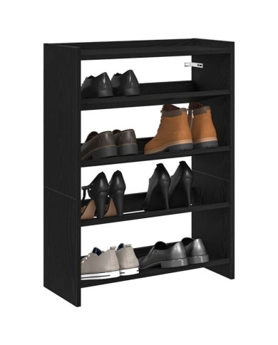 Étagère à chaussures noir 60x25x81 cm bois d'ingénierie | Mobilier & Déco