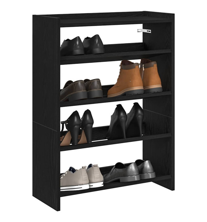 Étagère à chaussures noir 60x25x81 cm bois d'ingénierie | Mobilier & Déco