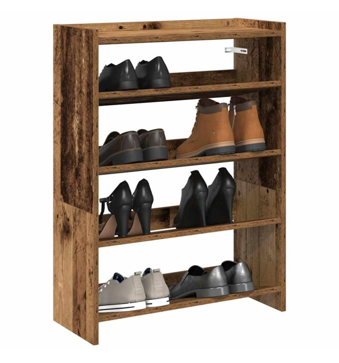 Étagère à chaussures vieux bois 60x25x81 cm bois d'ingénierie | Mobilier & Déco