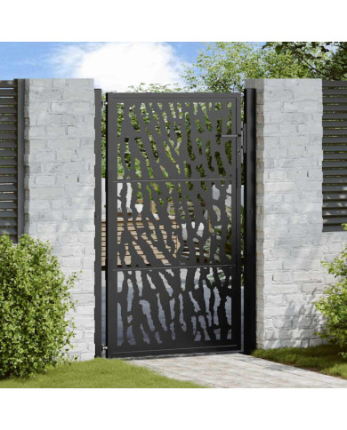 Portail de jardin noir 105x155 cm acier conception de tracés | Mobilier & Déco