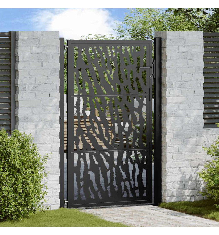 Portail de jardin noir 105x155 cm acier conception de tracés | Mobilier & Déco