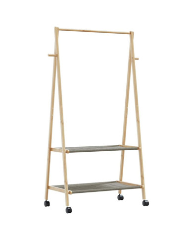 Porte-vêtements et étagères et roulettes 96x45,5x155,5cm bambou | Mobilier & Déco
