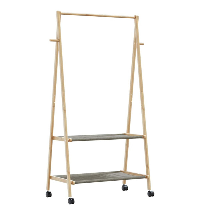Porte-vêtements et étagères et roulettes 96x45,5x155,5cm bambou | Mobilier & Déco