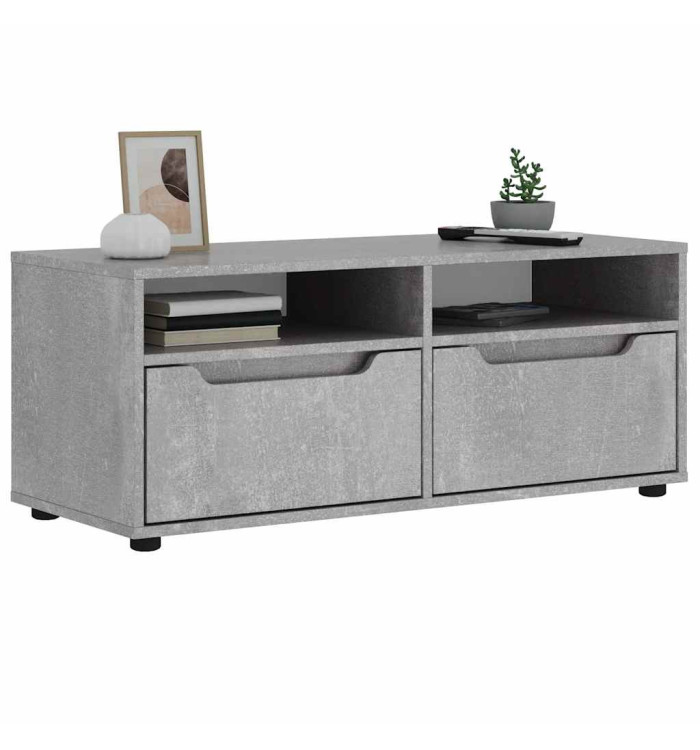 Meuble TV VISNES gris béton 100x40x38 cm bois d'ingénierie | Mobilier & Déco