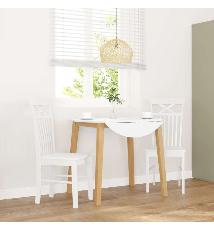 Chaises à manger 2 pcs blanc bois massif caoutchouc | Mobilier & Déco