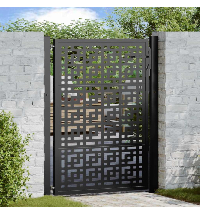 Portail de jardin noir 105x130 cm acier conception croisée | Mobilier & Déco