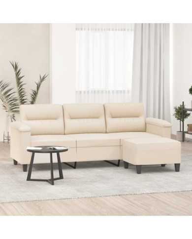 Canapé 3 places avec repose-pieds Beige 180 cm Tissu microfibre | Mobilier & Déco