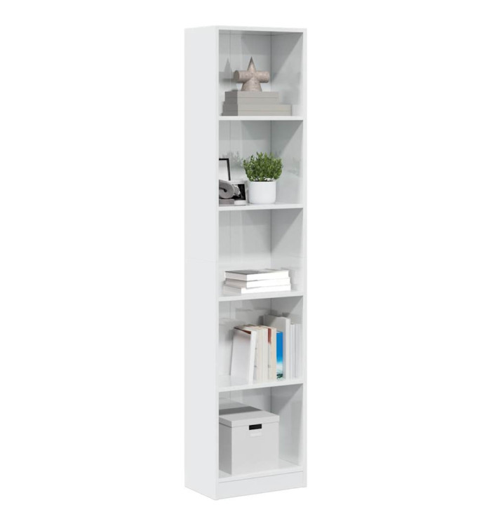 Bibliothèque blanc brillant 40x24x176 cm bois d'ingénierie | Mobilier & Déco
