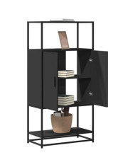 Buffet haut noir 68x35x139 cm bois d'ingénierie et métal | Mobilier & Déco