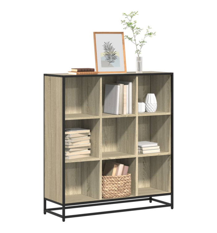 Bibliothèque chêne sonoma 97,5x33x107,5cm bois ingénierie métal | Mobilier & Déco