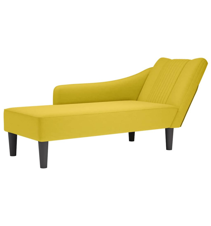 Fauteuil long avec accoudoir droit jaune velours | Mobilier & Déco