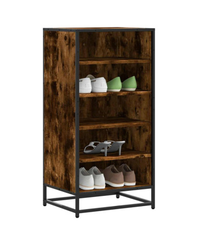 Étagère à chaussures chêne fumé 48x38x97,5 cm bois d'ingénierie | Mobilier & Déco