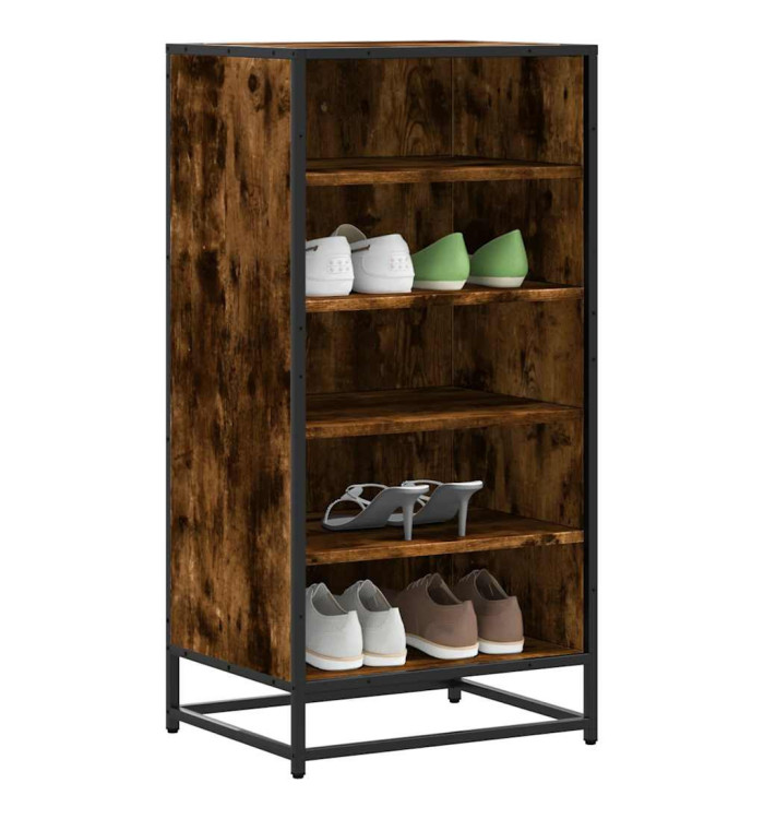 Étagère à chaussures chêne fumé 48x38x97,5 cm bois d'ingénierie | Mobilier & Déco