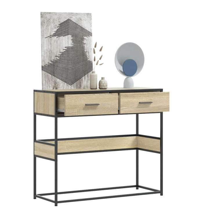 Table console chêne sonoma 90x35x80 cm bois d'ingénierie | Mobilier & Déco