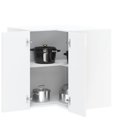 Armoire murale d'angle de cuisine Kalmar blanc brillant | Mobilier & Déco