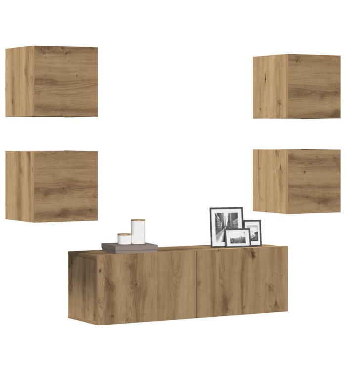 Ensemble de meuble TV mural 5 pcs chêne artisanal | Mobilier & Déco