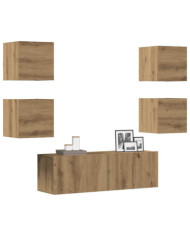 Ensemble de meuble TV mural 5 pcs chêne artisanal | Mobilier & Déco