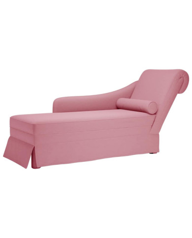 Fauteuil long avec traversin et accoudoir droit rose velours | Mobilier & Déco