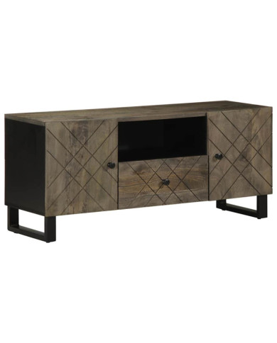 Meuble TV noir 105x33x46 cm bois massif de manguier | Mobilier & Déco