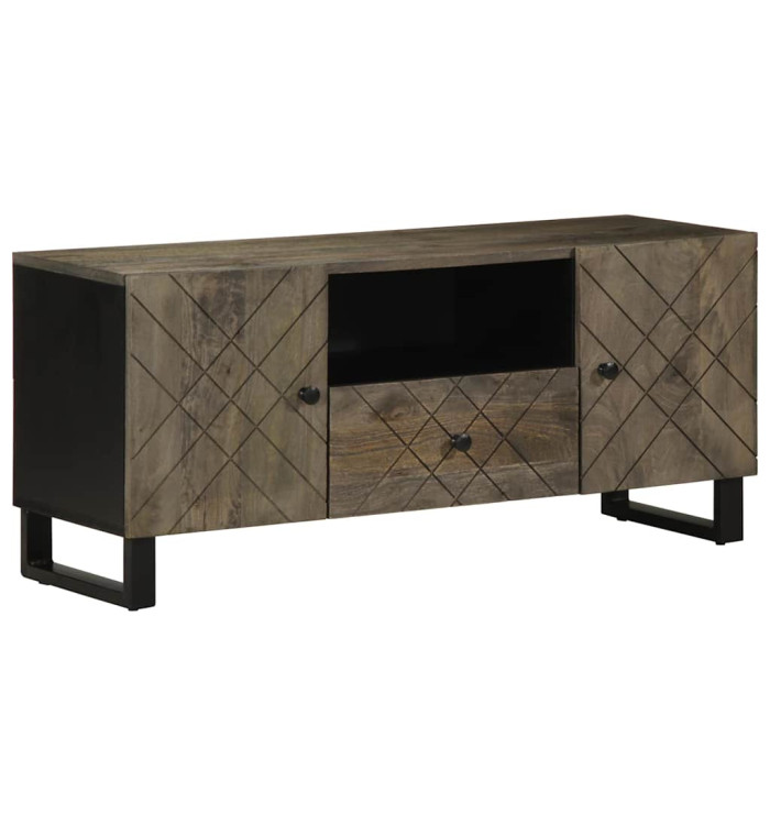 Meuble TV noir 105x33x46 cm bois massif de manguier | Mobilier & Déco