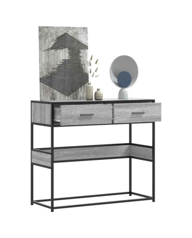 Table console sonoma gris 90x35x80 cm bois d'ingénierie | Mobilier & Déco