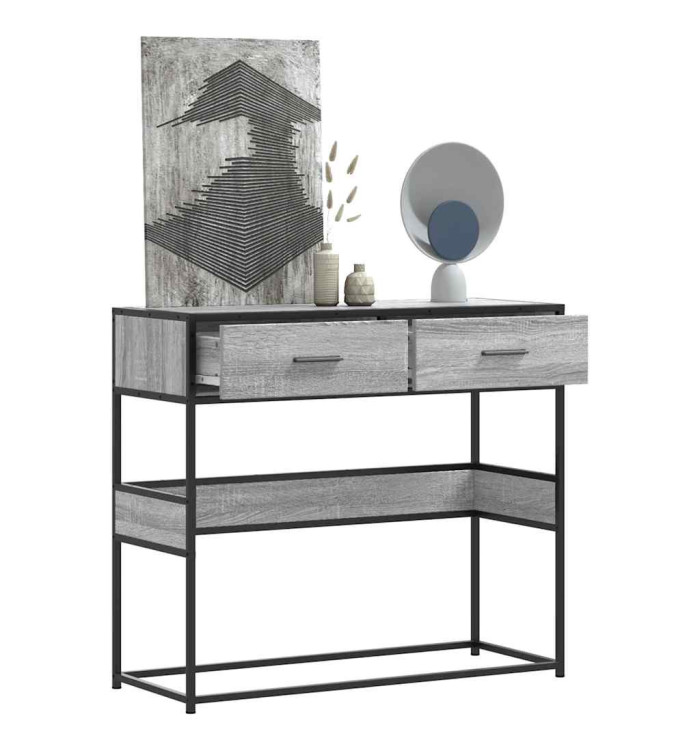 Table console sonoma gris 90x35x80 cm bois d'ingénierie | Mobilier & Déco