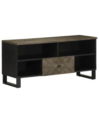 Meuble TV noir 100x33x46 cm bois massif de manguier | Mobilier & Déco