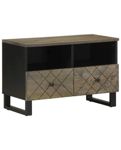 Meuble TV noir 70x33x46 cm bois massif de manguier | Mobilier & Déco