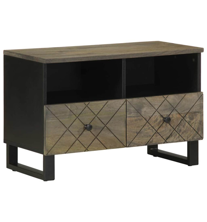 Meuble TV noir 70x33x46 cm bois massif de manguier | Mobilier & Déco