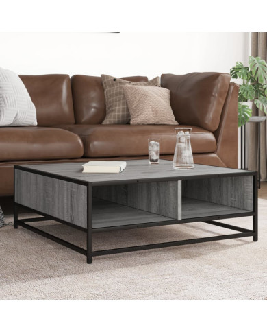 Table basse sonoma gris 80x80x30 cm bois d'ingénierie et métal | Mobilier & Déco