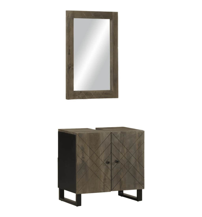 Ensemble de meubles salle de bain 2 pcs noir manguier massif | Mobilier & Déco