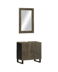 Ensemble de meubles salle de bain 2 pcs noir manguier massif | Mobilier & Déco