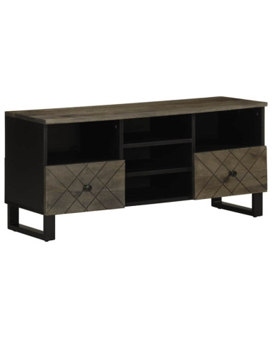 Meuble TV noir 100x33x46 cm bois massif de manguier | Mobilier & Déco