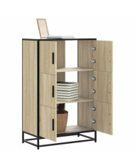 Buffet haut chêne sonoma 68x35x106,5 cm bois ingénierie métal | Mobilier & Déco