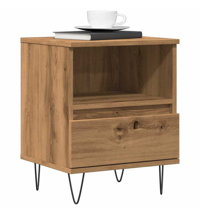 Table de chevet chêne artisanal 40x35x50 cm bois d’ingénierie | Mobilier & Déco