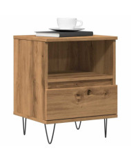 Table de chevet chêne artisanal 40x35x50 cm bois d’ingénierie | Mobilier & Déco