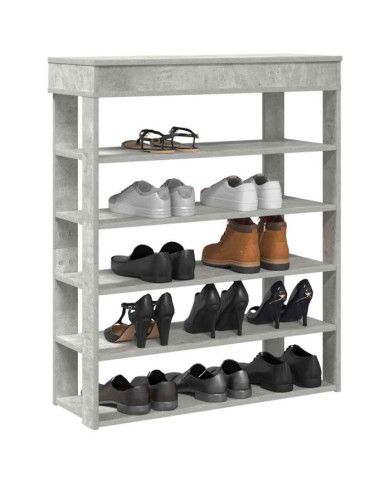 Étagère à chaussures gris béton 80x30x98 cm bois d'ingénierie | Mobilier & Déco